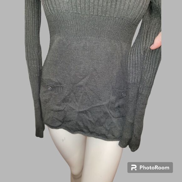90s Arizona Jean Co Pullover Long Grey Sweater with pockets Large - Picture 3 of 7